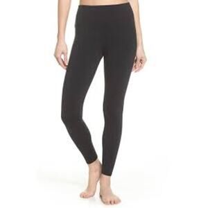 Nordstrom Womens Hi-Rise Crop Go-To Leggings XS Black Stretch Wide Waistband NWT